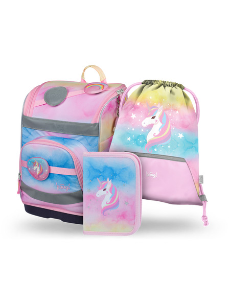 BAAGL  BAAGL SET 3 Zippy plus Rainbow Unicorn: aktovka, penál, sáček
