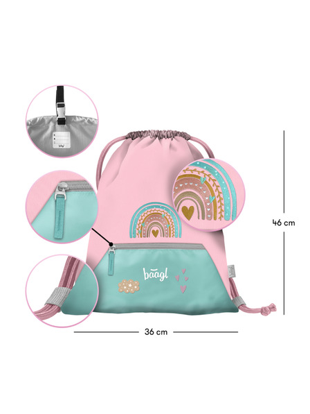 BAAGL  BAAGL 5 SET Zippy Duha růžový: aktovka, penál, sáček, desky, box