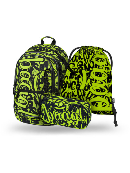BAAGL  BAAGL 3 SET Core Lime: batoh, penál, sáček