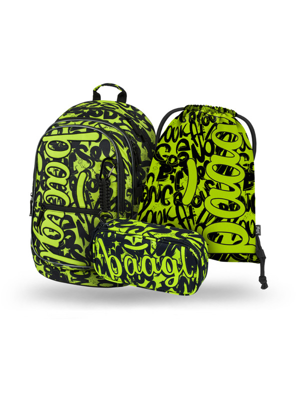 BAAGL  BAAGL 3 SET Core Lime: batoh, penál, sáček