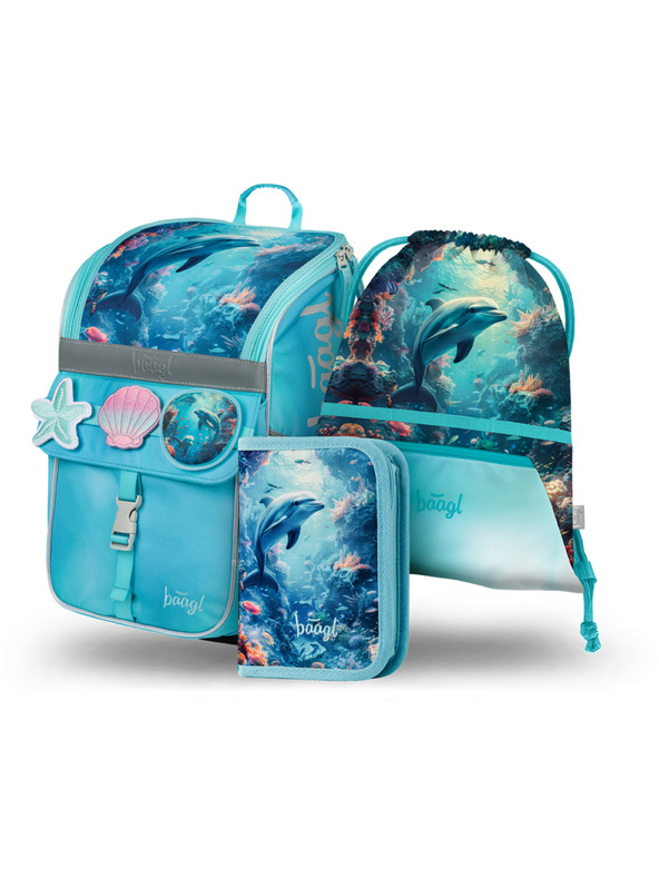 BAAGL  BAAGL SET 3 Zippy Delfín: aktovka, penál, sáček