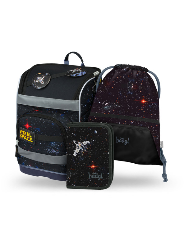 BAAGL  BAAGL SET 3 Zippy plus Pixel Space: aktovka, penál, sáček