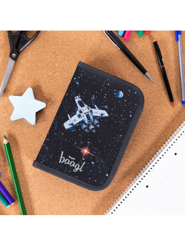 BAAGL  BAAGL Školní penál jednopatrový Pixel Space