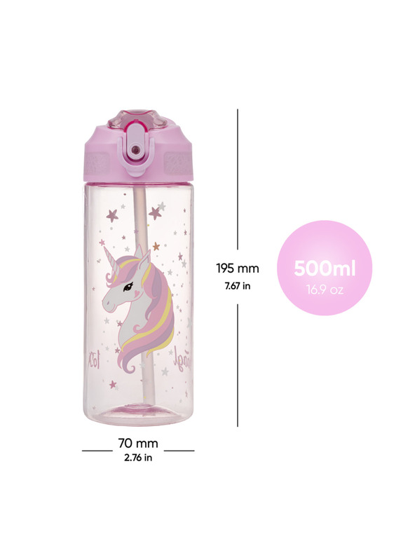 BAAGL  BAAGL Tritanová láhev na pití s brčkem Rainbow Unicorn 500 ml