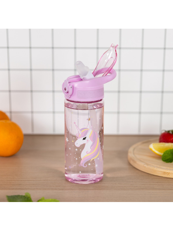 BAAGL  BAAGL Tritanová láhev na pití s brčkem Rainbow Unicorn 500 ml