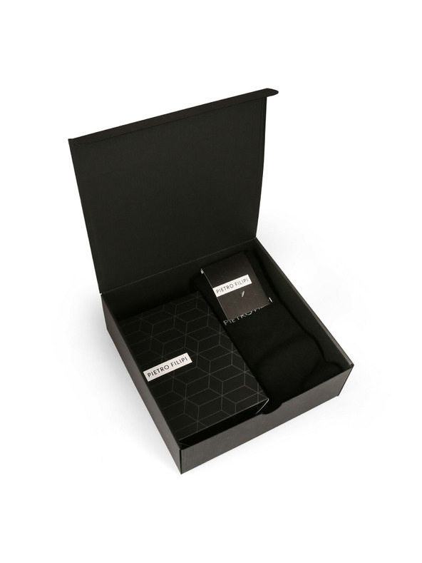 Pietro Filipi Pánská dárková sada Sada tří - boxerky a Sada tří - ponožky Pietro Filipi černé