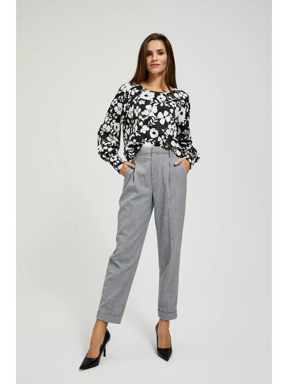 Moodo Květovaná černo-bílá halenka Moodo