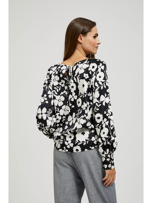 Moodo Květovaná černo-bílá halenka Moodo