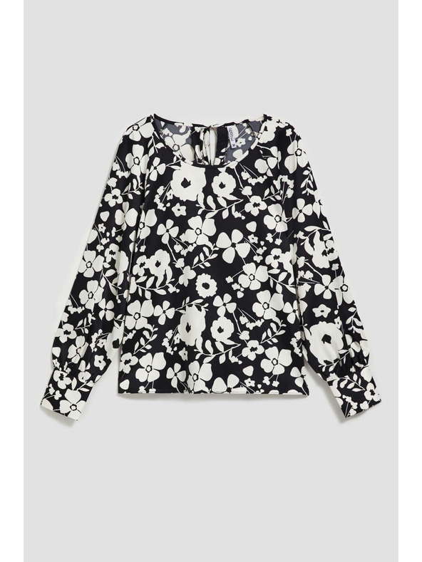 Moodo Květovaná černo-bílá halenka Moodo