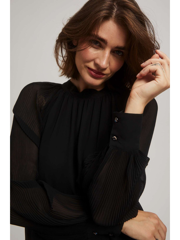 Moodo Černá halenka s průhlednými rukávy