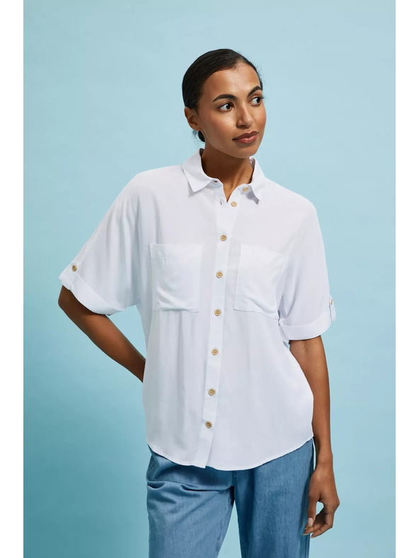 Moodo Bílá košile s krátkým rukávem