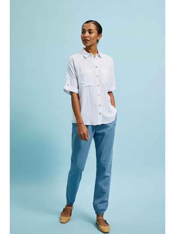 Moodo Bílá košile s krátkým rukávem