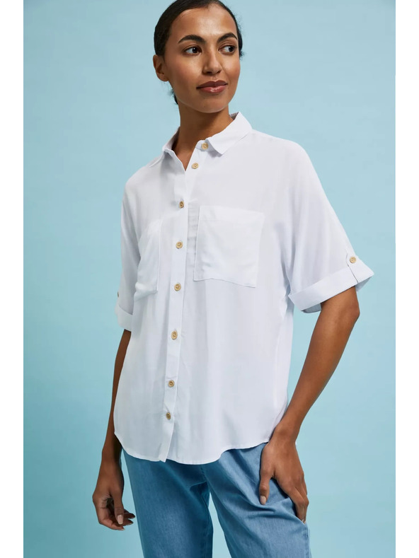 Moodo Bílá košile s krátkým rukávem
