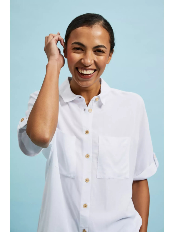 Moodo Bílá košile s krátkým rukávem