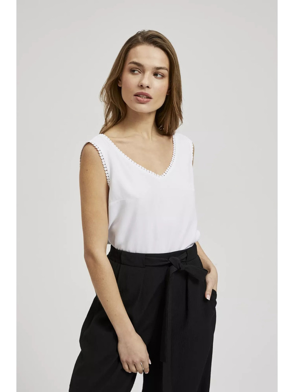 Moodo Bílé tílko s ozdobným lemem