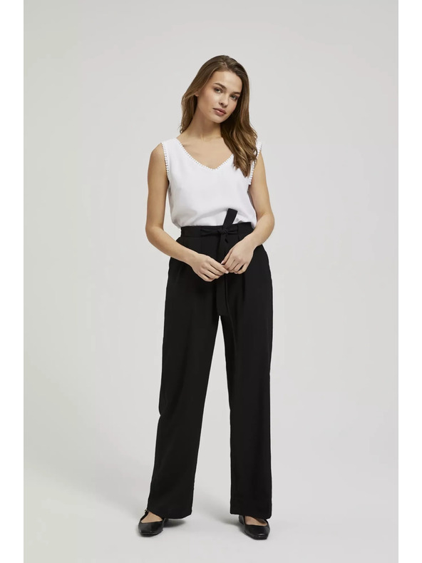 Moodo Bílé tílko s ozdobným lemem