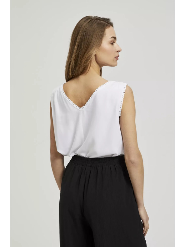 Moodo Bílé tílko s ozdobným lemem