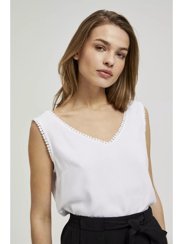 Moodo Bílé tílko s ozdobným lemem