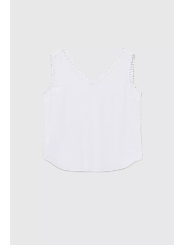 Moodo Bílé tílko s ozdobným lemem