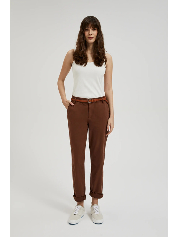 Moodo Hnědé kalhoty s páskem