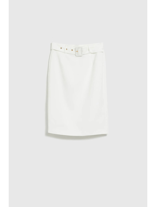 Moodo Bílá pouzdrová sukně s páskem