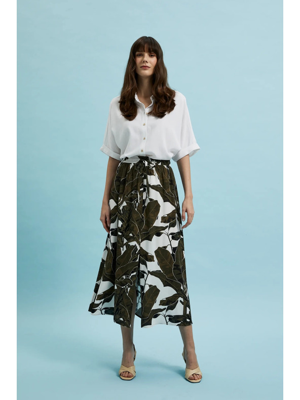 Moodo Khaki vzorovaná volná sukně