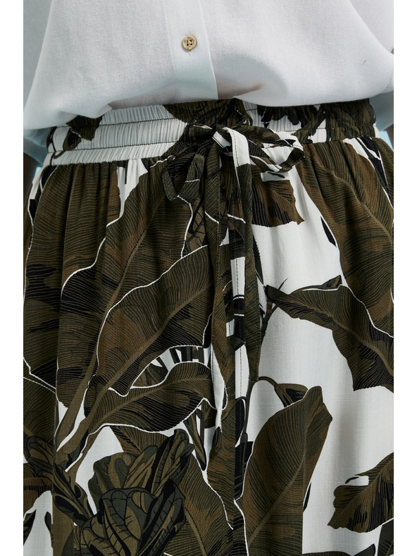 Moodo Khaki vzorovaná volná sukně