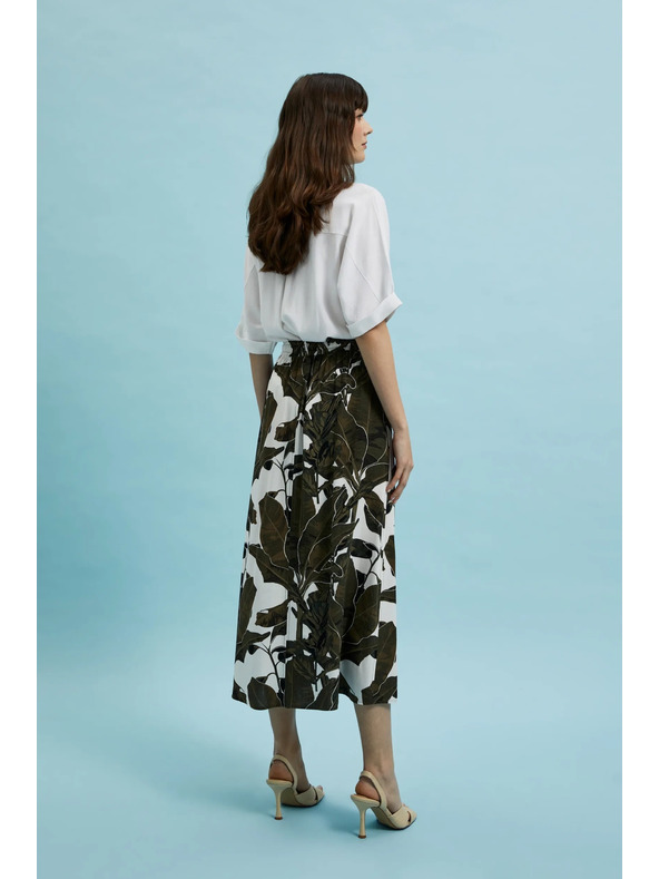 Moodo Khaki vzorovaná volná sukně