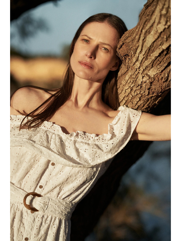 Moodo Dlouhé šaty se spadlými rameny