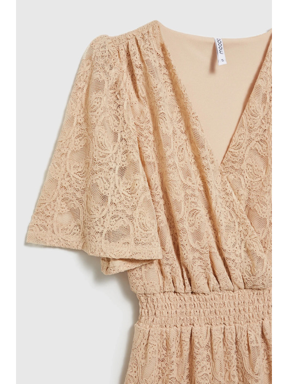 Moodo Krémové krajkové maxi šaty