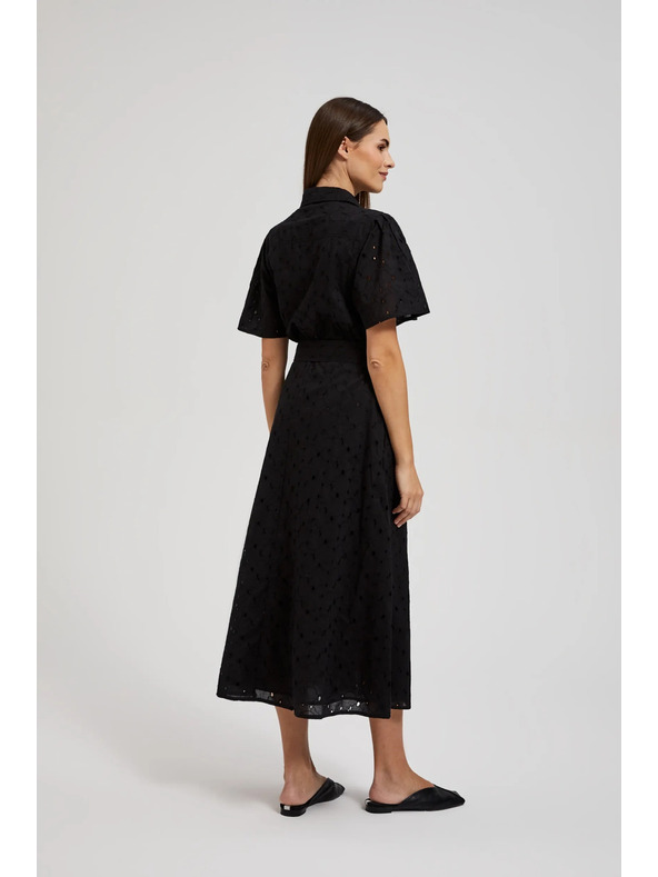 Moodo Černé košilové šaty s širokými rukávy