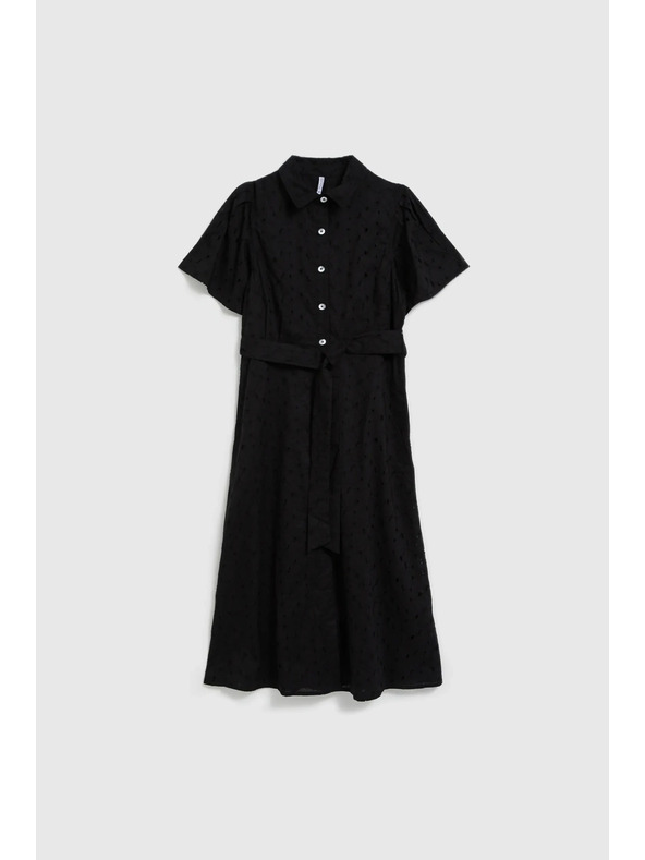 Moodo Černé košilové šaty s širokými rukávy