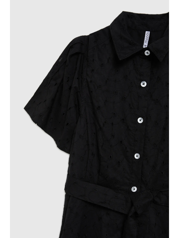 Moodo Černé košilové šaty s širokými rukávy
