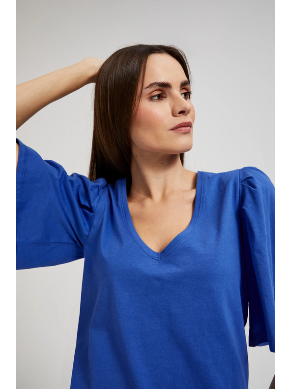 Moodo Modrý top s širokými rukávy