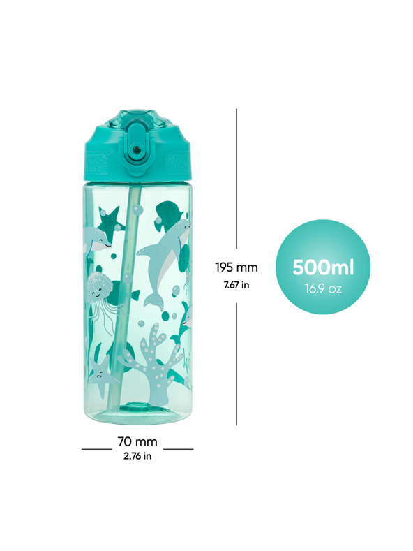 BAAGL  BAAGL Tritanová láhev na pití s brčkem Delfín 500 ml