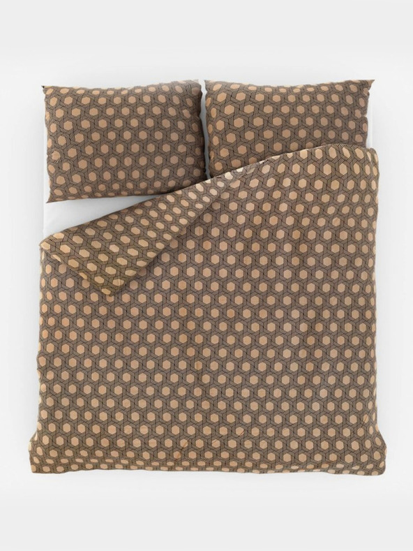 Kvalitex Saténové francouzské povlečení Luxury Collection 1+2, 220x200, 70x90cm Carero béžové Kvalitex