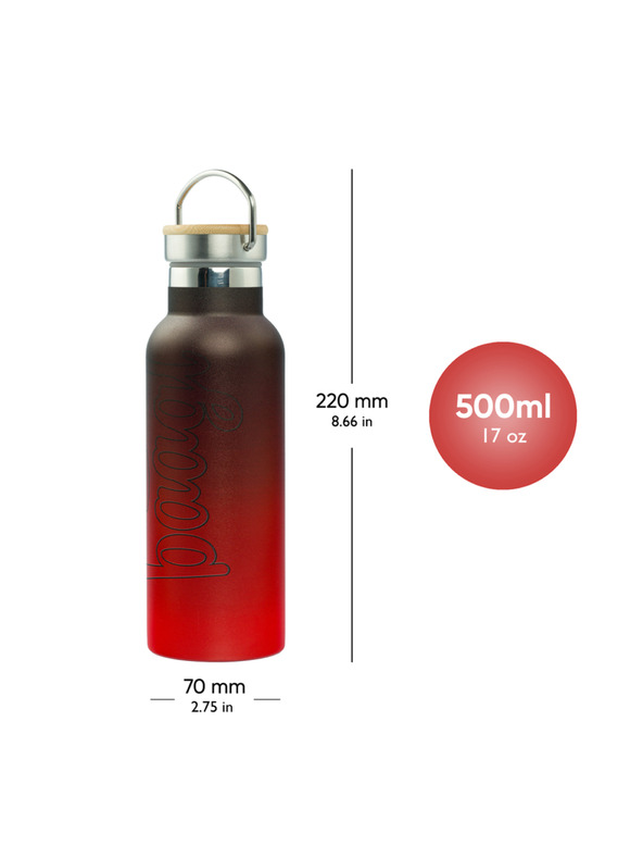 BAAGL  BAAGL Termoláhev s bambusovým víčkem Gradient červeno-černá, 500 ml