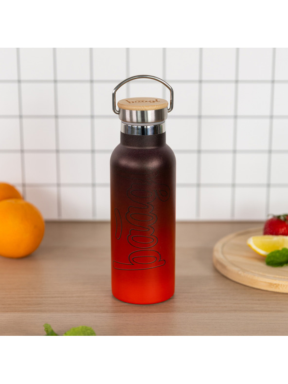 BAAGL  BAAGL Termoláhev s bambusovým víčkem Gradient červeno-černá, 500 ml