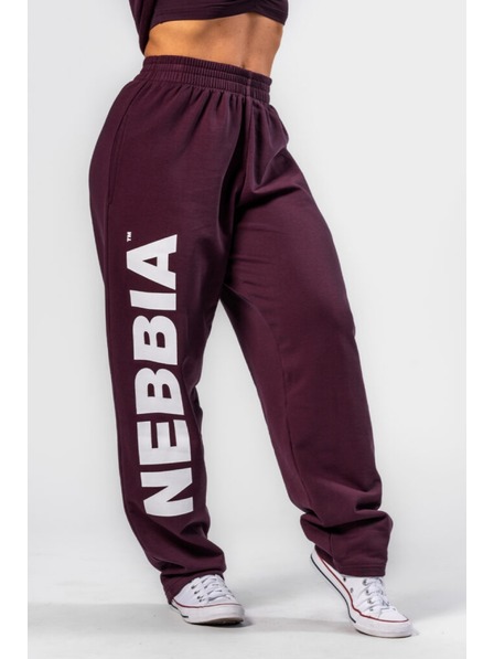 Nebbia Bordové baggy tepláky NEBBIA BOYFRIEND STYLE 432