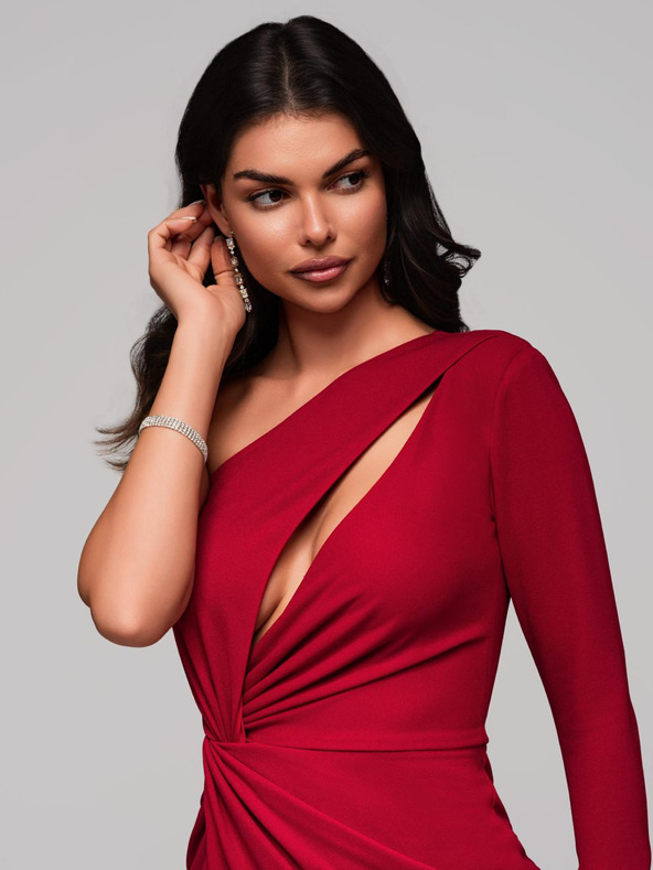 Edoti Maxi šaty GRACE - tmavě červené