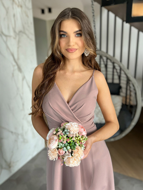 Edoti Maxi šaty LOVE - pudrové