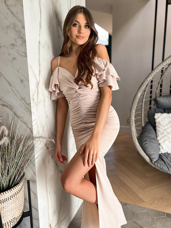 Edoti Maxi šaty FLORENCE - krémové