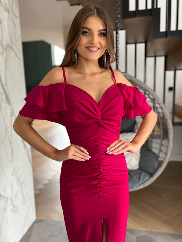 Edoti Maxi šaty FLORENCE - fuchsiová barva