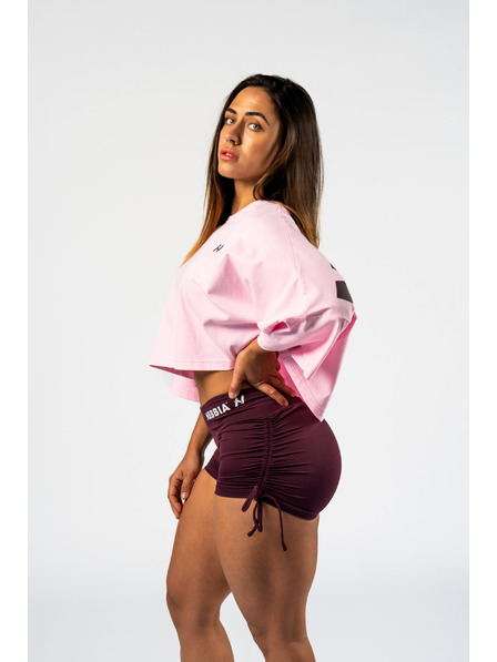 Nebbia Ružové oversized crop tričko NEBBIA JUST FLOW 431