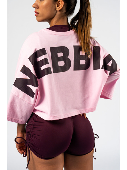Nebbia Ružové oversized crop tričko NEBBIA JUST FLOW 431