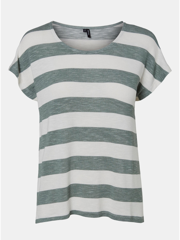 Vero Moda Zeleno-bílé pruhované tričko VERO MODA Wide Stripe