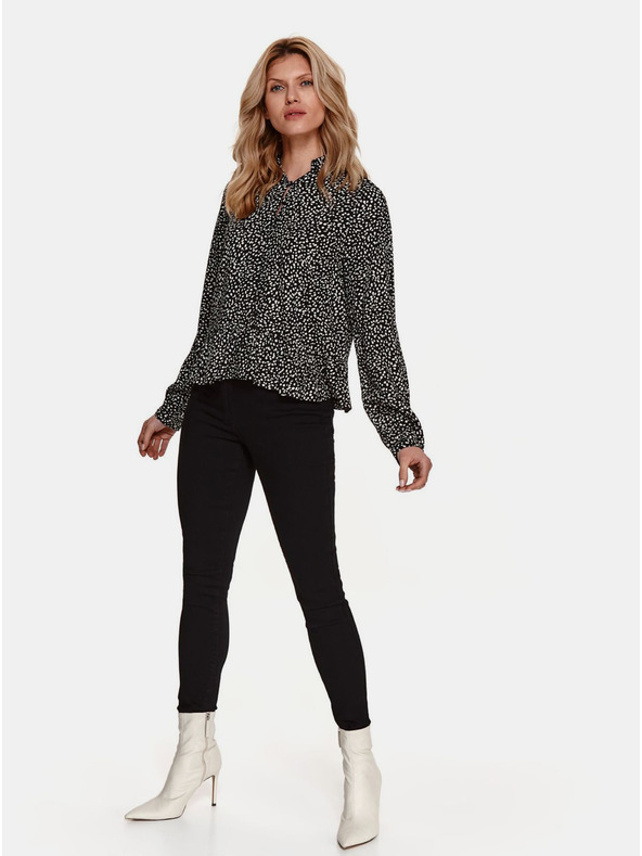 TOP SECRET Černá vzorovaná halenka s knoflíky TOP SECRET
