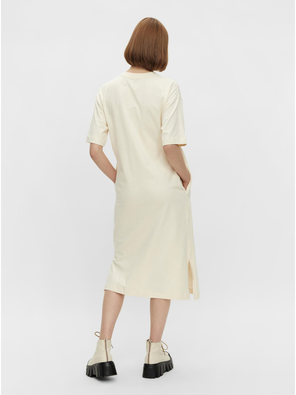 Pieces Krémové basic šaty Pieces Talula