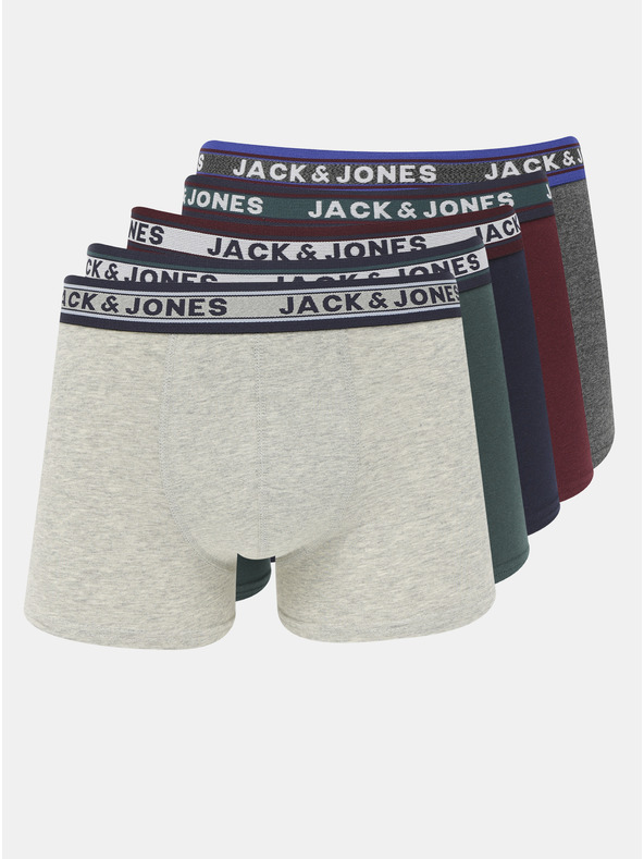 Jack & Jones Sada pěti boxerek v zelené a šedé barvě Jack & Jones Oliver