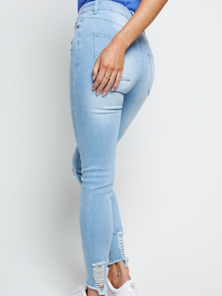 Siksilk Modré dámské džíny - JEANS SKINNY DISTRESSED